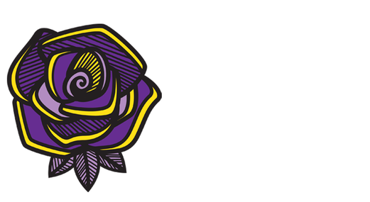 Intersex Justice Project Logo, a purple and yellow rose with the words 'Intersex Justice Project' to the right